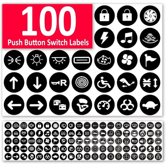 LV 100 Pcs Round 0.5 inch Push Button Replacement for Blue Sea Toggle Switch 4230 Circuit Labels