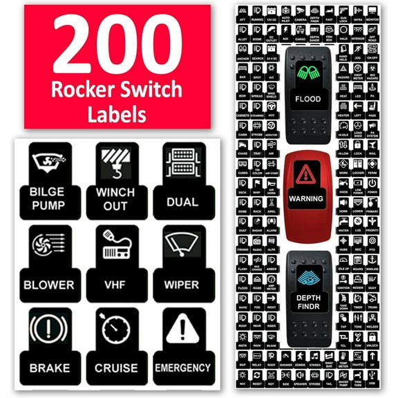LV 200 Pcs DC Univeral Toggle Rocker Switch Panel Label Marine Boat Car Auto Truck RV