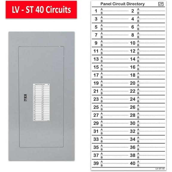 LV Fuse Box Circuit Breaker Panel Directory Labels/Decals/Stickers for All Electrical Panel/Load Centers (Standard 40 Circuits 3 Pcs)
