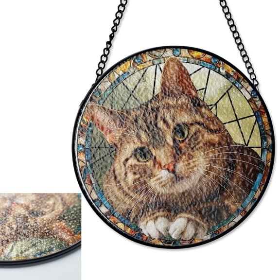 LV Gifts Custom Pet Portrait Sun Catcher, Stained Glass Style UV Printed Memorial Gift