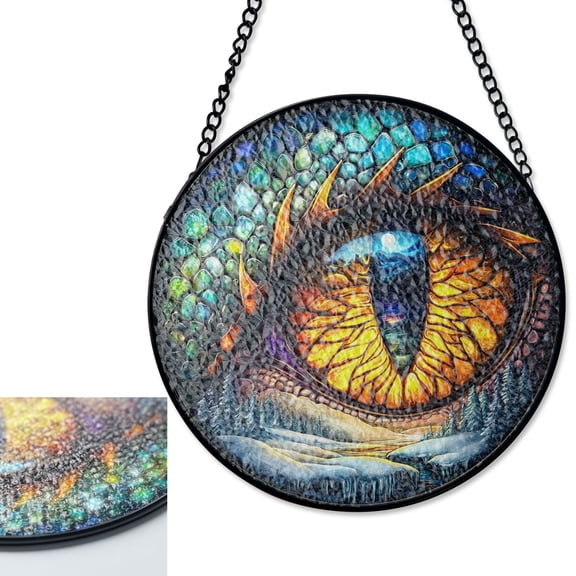 LV Gifts Dragon Eye Sun Catcher, Stained Glass Style UV Printed Fantasy Window Hanging