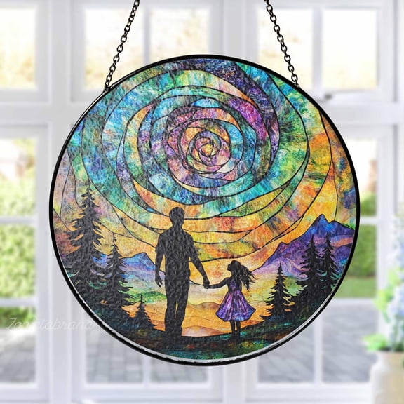 LV Gifts Japanese Pagoda Suncatcher, Stained Glass Window Hanging, Cherry Blossom Spring Decor, Asian Garden Zen Ornament Gift, Oriental Home Accent