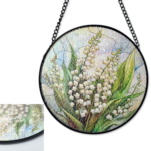 LV Gifts Lily of the Valley Sun Catcher, Stained Glass Style UV Printed Floral Gift