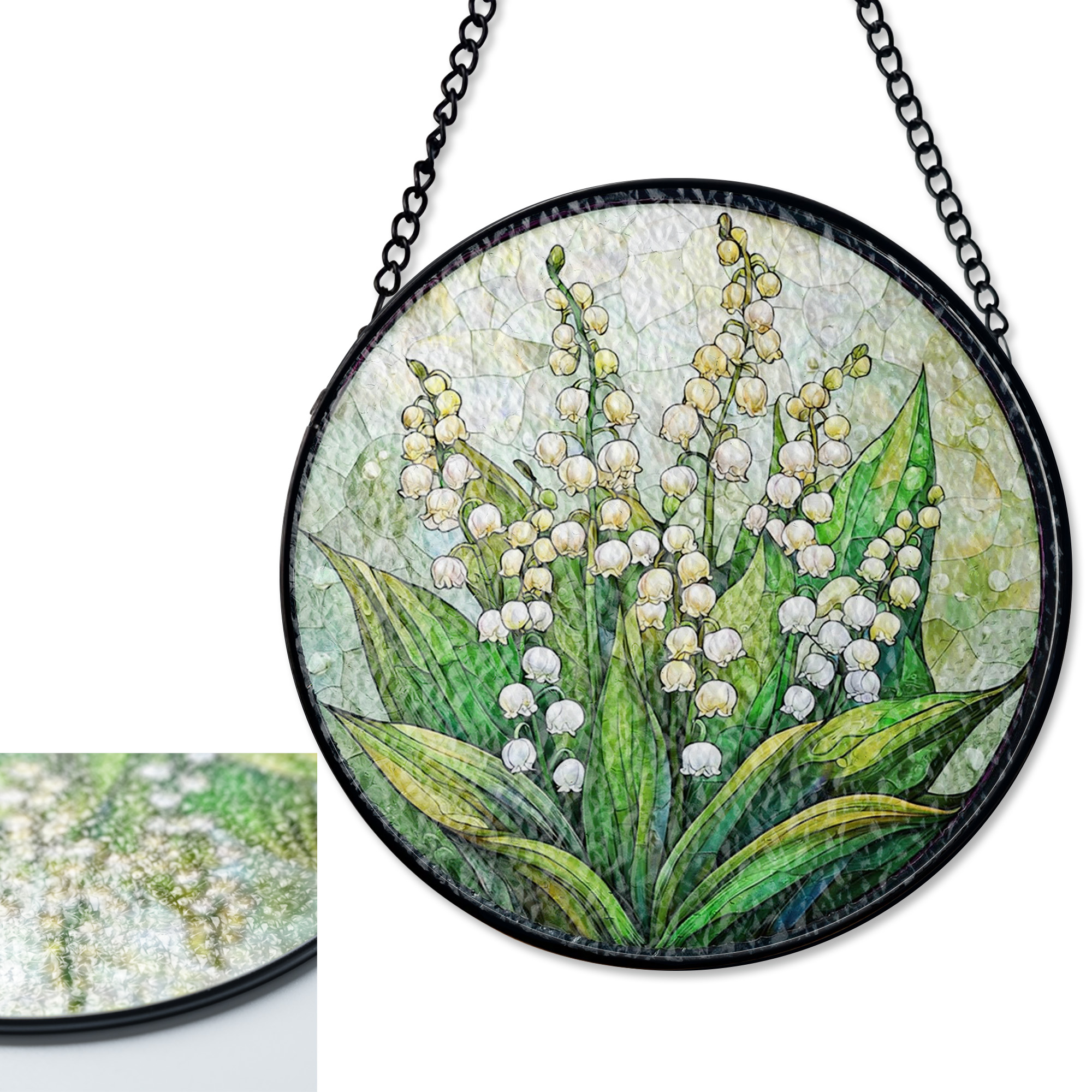LV Gifts Lily of the Valley Suncatcher, Floral Stained Glass Style UV ...