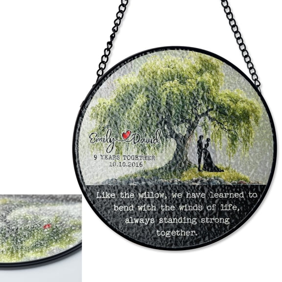 LV Gifts Willow Tree 9th Anniversary Suncatcher, Stained Glass Style UV Window Art