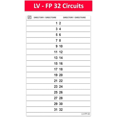 LV Replacement for Federal Pioneer Stablok Electrical Circuit Breaker Fuse Panel Directory Labels Stickers (32 Circuits 2 Pcs)