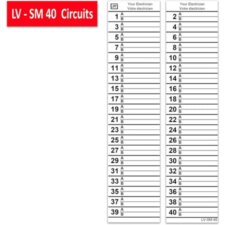 LV Replacement for Siemens Electrical Circuit Breaker Fuse Panel Directory Labels Stickers DIRBLK (40 Circuits 2 Pcs)