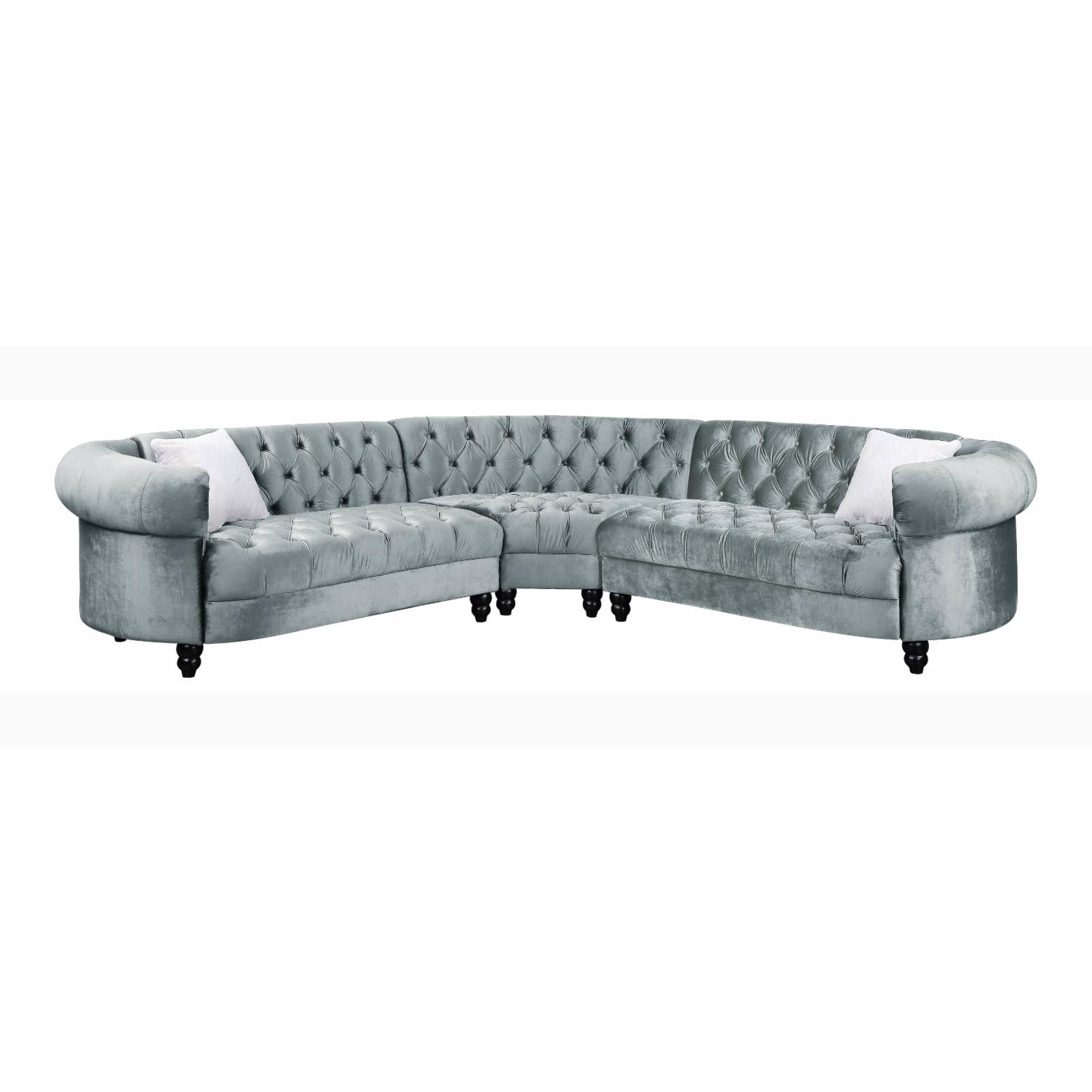 Elegant Blue Velvet Chesterfield Sofa with Nailhead Accents