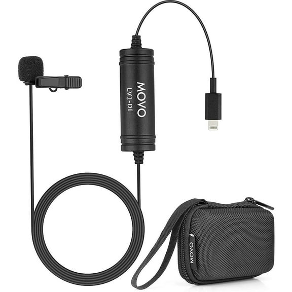 Movo Photo LV1-DI Digital Clip-On Omnidirectional Lavalier Microphone with Lightning Connector for Apple iPhone