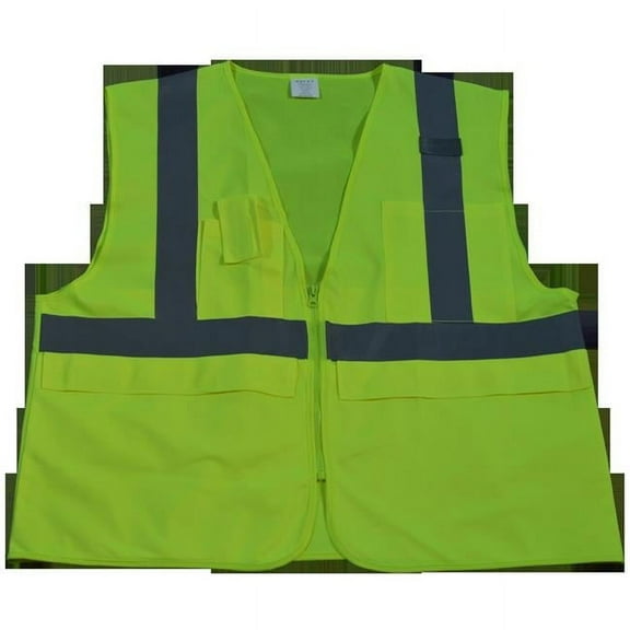LV2-SUV-S-M Safety Vest Ansi Class 2 Multi-Pocket Surveyors Lime Solid, Small & Medium
