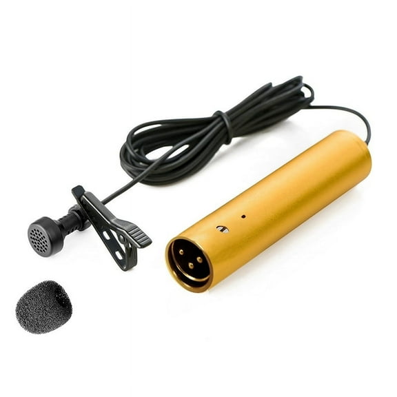 -LV6 Cardioid Omnidirectional XLR Tie Condenser Microphone with 8.3mm Microphone Cover Lapel Clip Powered By 48V