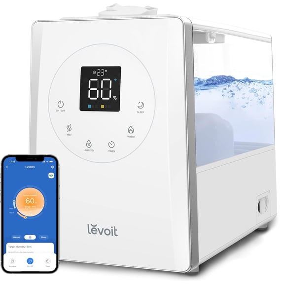 LV600S Smart Warm and Cool Mist Humidifiers for Home Bedroom Large Room, (6L) 753ft Coverage, Quickly & Evenly Humidify Whole House, Easy Top Fill, App Voice Control - Quiet Sleep Mode