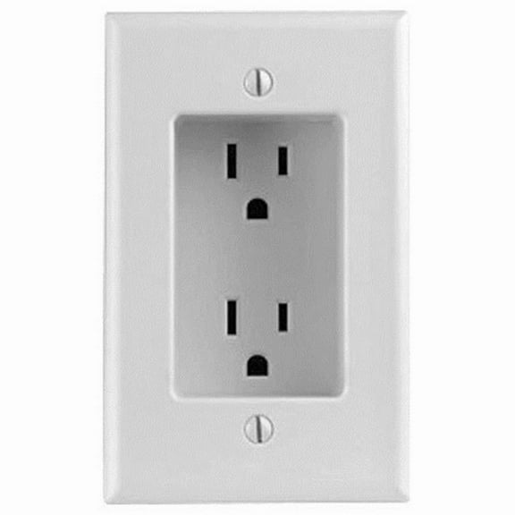 LV689x-LV689W Recessed Duplex Receptacle, 1 Gang, White