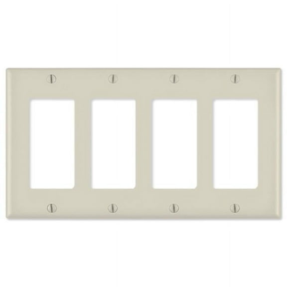 LV80412x-LV80412T Decora Wallplate, 4 Gang, Light Almond