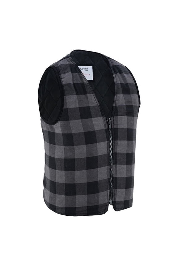 LVAD HeartMate 2 & 3 Sleeveless Flannel Vest For LVAD Patient - Black Gray Quilted Vest for Men Comfortable LVAD Clothing with Battery Pockets S-4XL