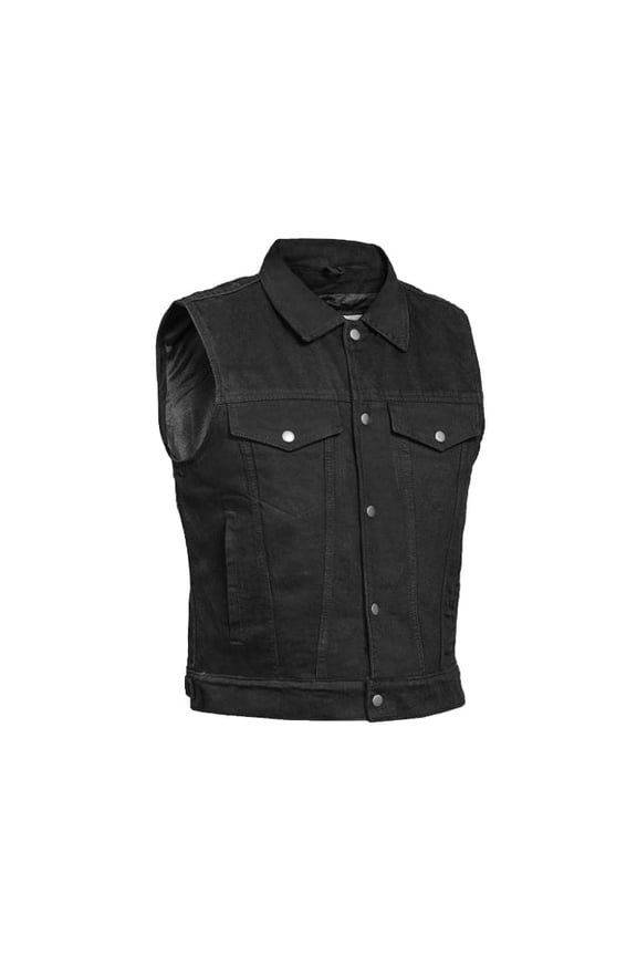 Men’s Denim Vest for HeartMate – Button-Down Collar Medical Support Vest with Secure Battery Pockets & Mesh Liner