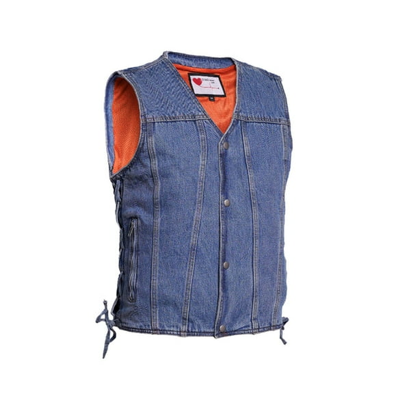 LVAD HeartMate Denim Vest for Men – Adjustable V-Neck Medical Support Stylish Vest with Battery Pockets & Mesh Liner