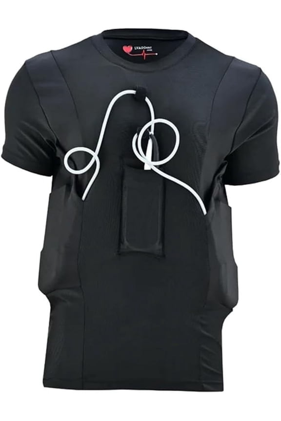 LVAD HeartMate 2 & 3 Black Shirt for Women Comfortable LVAD Medical T-Shirt with Battery & Controller Pockets | HeartMate II , III Clothing, S-4XL