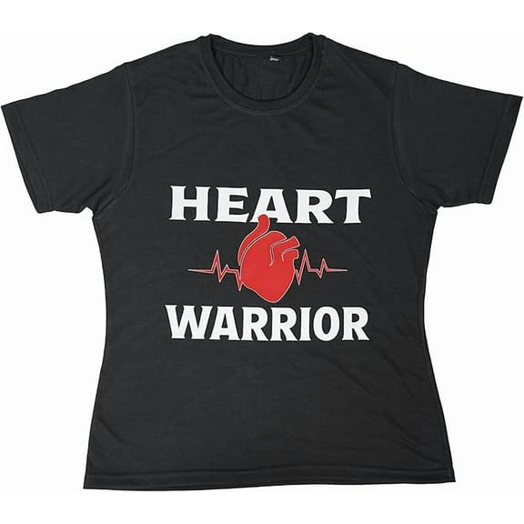 Heart Warrior Women Black Shirt 100% Cotton Short Sleeve Tee with Bold Front Print, Breathable Durable Activewear