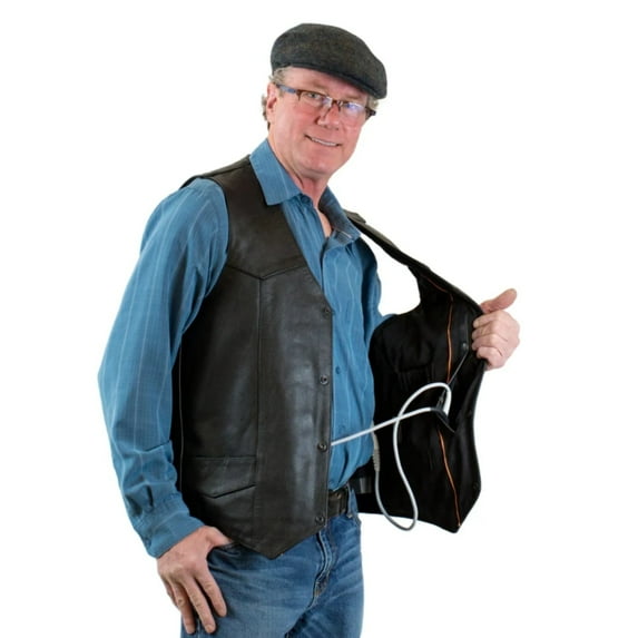 LVAD HeartMate 2 & 3 Black Leather Vest for Men Comfortable LVAD Medical Vest with Battery & Controller Pockets | HeartMate II , III Clothing, S-4XL