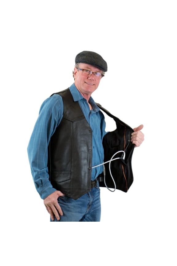 LVAD HeartMate 2 & 3 Black Leather Vest for Men Comfortable LVAD Medical Vest with Battery & Controller Pockets | HeartMate II , III Clothing, S-4XL