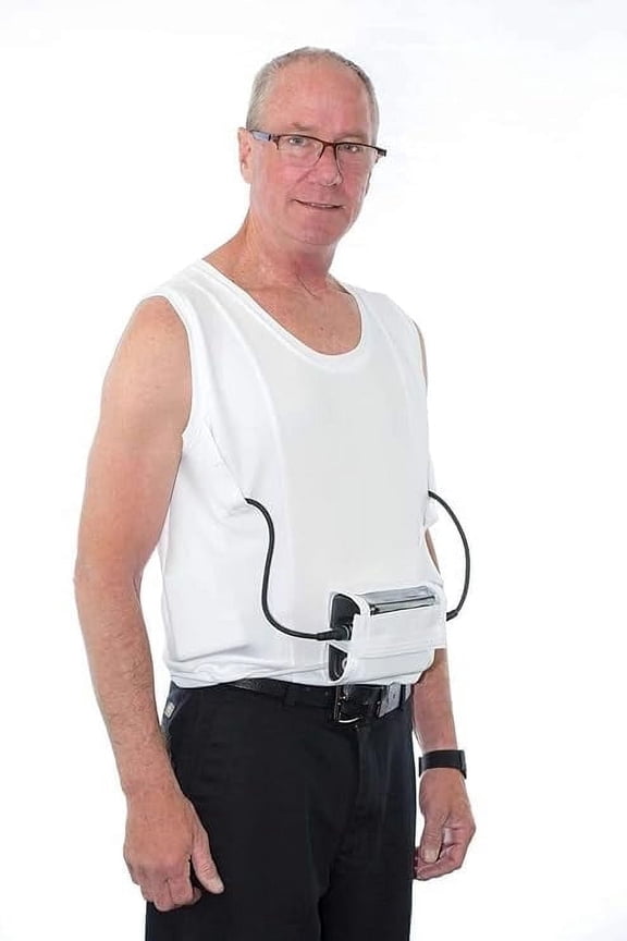 LVAD HeartMate 3 Men White Tank Top Shirt – Premium LVaD Clothing for Men | LvaD Gear for HeartMate II & III | Controller Battery Support | S–3XL