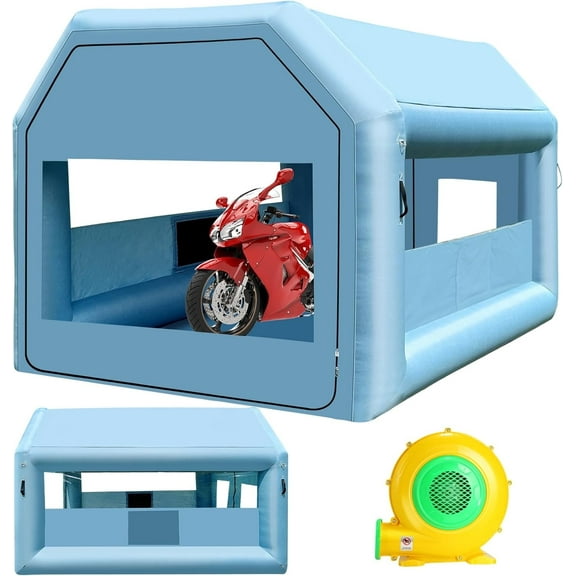 LVAOSTT Paint Booth 10x8.2x8.2FT Inflatable Paint Booth Portable Spray Booth Tent with Blower Air Filter System for DIY Spray Car Truck Motorcycle Garage Furniture Part Painting