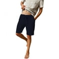 LVCBL Men's Casual Linen Shorts Drawstring Summer Beach Shorts Navy XL