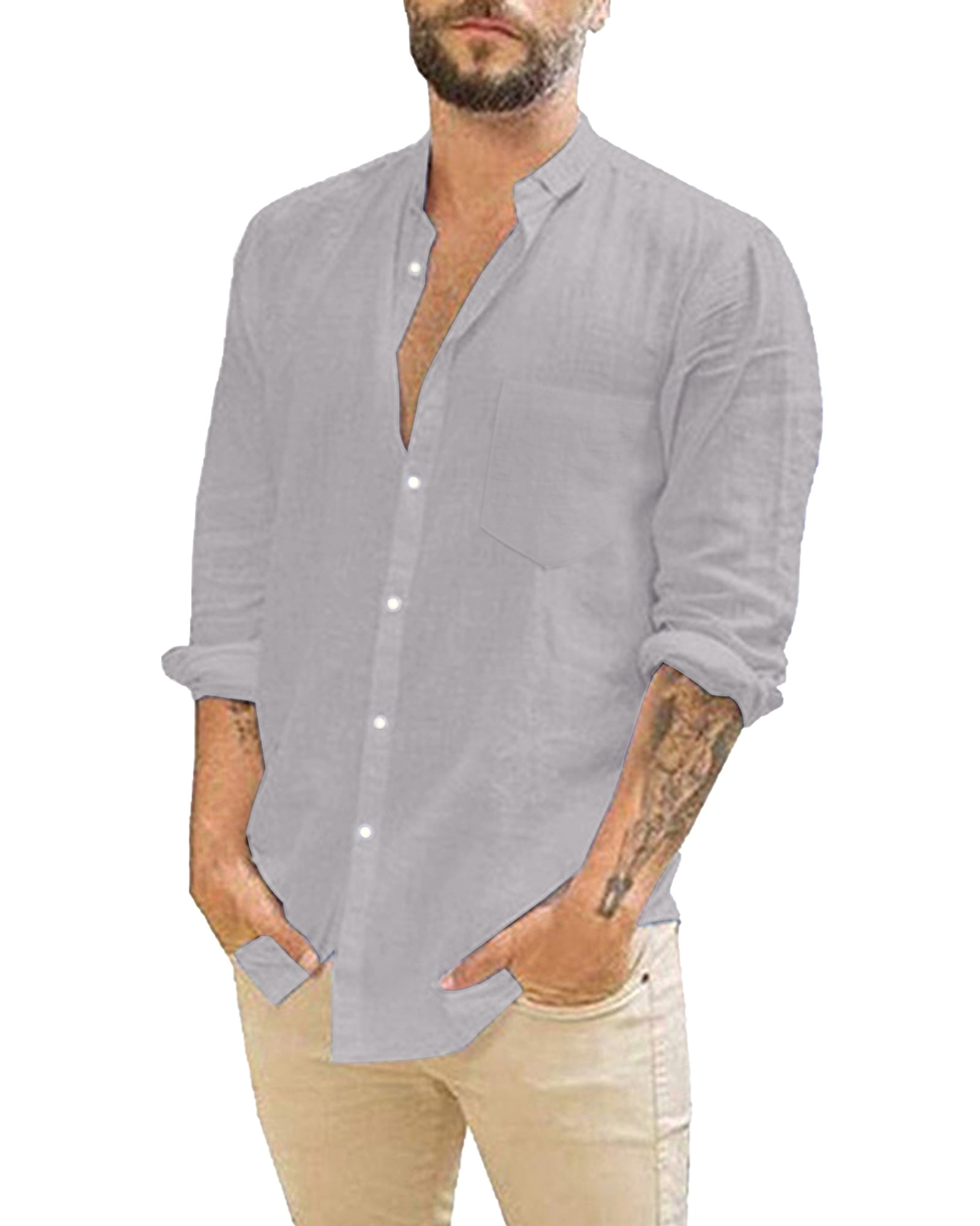 light grey button up