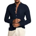 thumbnail image 1 of LVCBL Men's Csual Shirt with Pocket Daily Clothing At Home Lightweight Navy L, 1 of 7