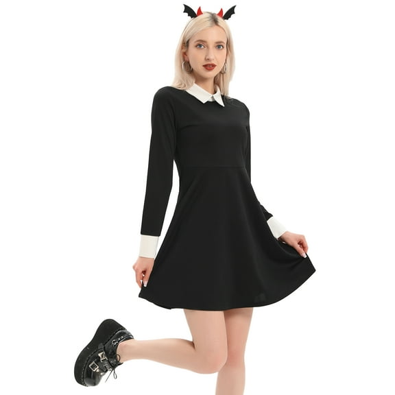 LVCBL Women Pater Pan Collar Halloween Dress Swing Sabrina Costume Dress XL