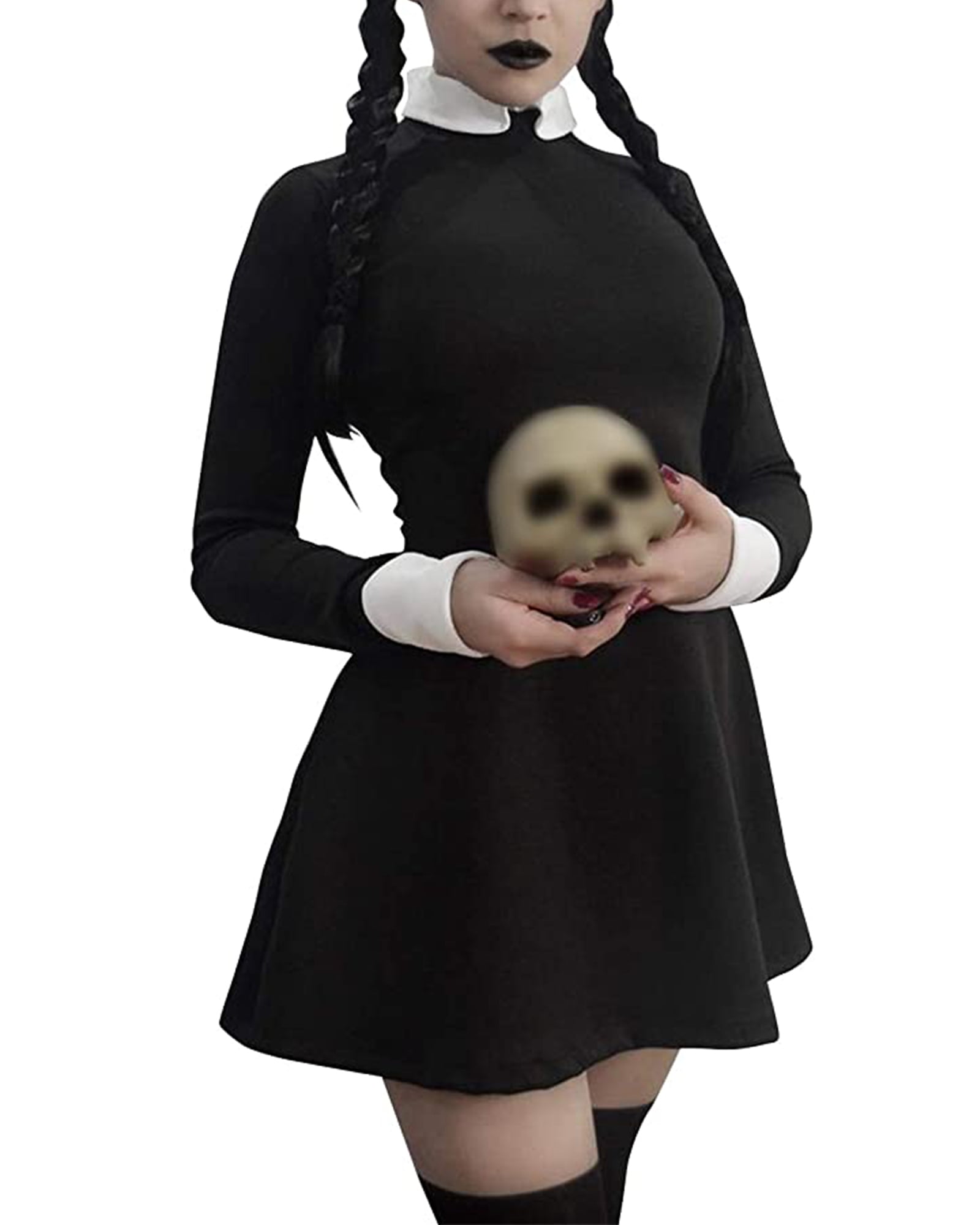 LVCBL Dames Halloween schoudervrije cocktailjurk jurk avondjurk enkellengte jurk kostuum volwassenen, zwart, M
