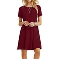 thumbnail image 1 of LVCBL Women's Summer Casual Plain Simple T-Shirt Loose Dresses Short Sleeve Flowy Dress S-2XL, 1 of 2