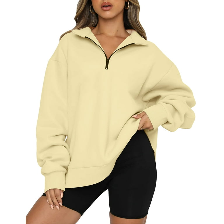 LVCBL Womens Hoodies Oversized Sweatshirts Half Zip Pullover Fall Fashion Outfits S 2XL Walmart