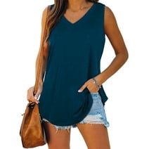 Women's Solid Color Sleeveless Tee Tops Lightweight Tops Basic Soft ...