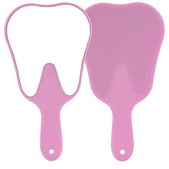 LVCHEN Hand Mirror, LVCHEN Dental Cute Tooth Shaped Handheld Mirror with Handle Cosmetic Hand Mirror for Women Men Girls and Kids (Pink)