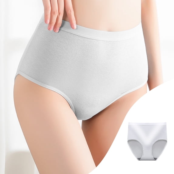 LVHAOGJOB 100% Cotton Underwear for Women Comfort 2-Pack Brief High Waisted Tummy Control Ladies Pants Soft