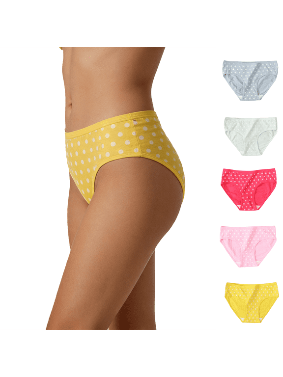 100% Cotton Underwear for Women Polka Brief Breathable Soft Full Coverage Ladies Pants