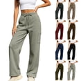 thumbnail image 1 of LVHAOGJOB Elastic Waisted Sweatpants for Women Athletic Workout Pants Wide Leg Drawstrings with Pockets Stretch Ladies Pants, 1 of 1