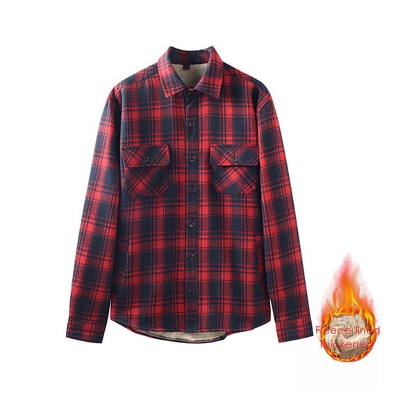 LVHAOGJOB Fleece Jackets for Men Sherpa Lined Windbreaker Button Collared with Pockets Warm Mens Coats