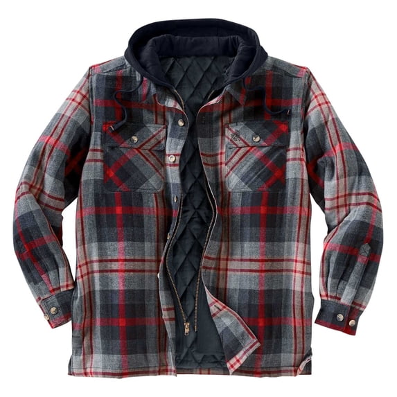 LVHAOGJOB Jackets for Men Sherpa Fleece Lined Button Hiking Hoodie with Pockets Mens Coats Windbreaker