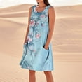 thumbnail image 1 of LVHAOGJOB Long Dresses for Women Plus Size Midi Dress Solid Color Crew Neck Cotton Linen with Pockets Ladies Sundress Flowy, 1 of 5