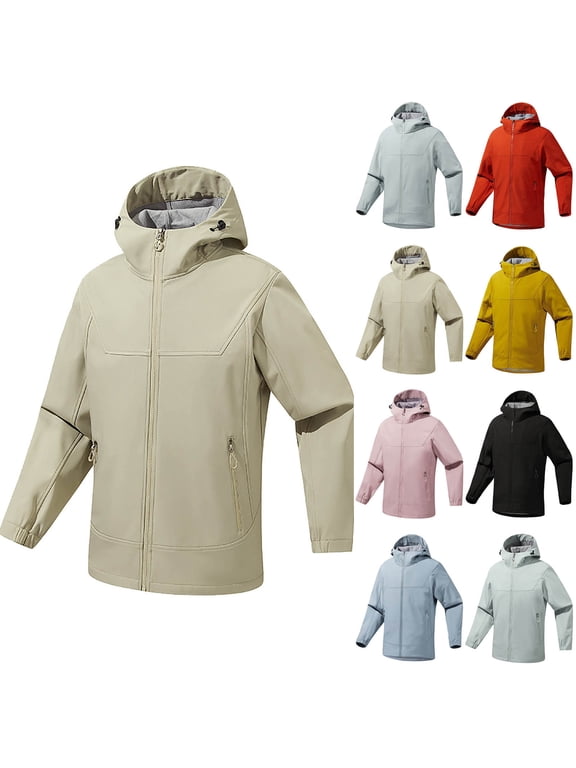 Mens Jackets Hoodie Lightweight Rain Jackets with Pockets Waterproof Full Zip Big and Tall Coats for Men