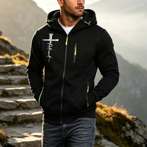 LVHAOGJOB Mens Outerwear Jackets with Pockets Windbreaker Hoodie Full Zip Coats for Men