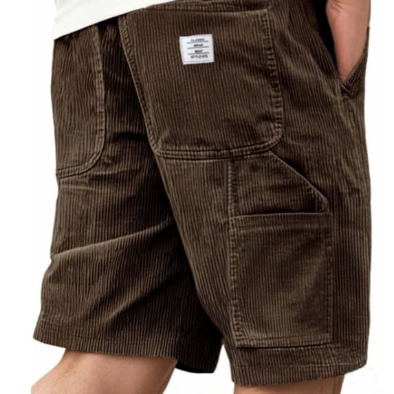 LVHAOGJOB Mens Shorts with Multipocket Elastic Waist Solid Cargo Shorts Big and Tall Relaxed Fit Outdoor Knee Length Shorts for Men Utility