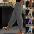 thumbnail image 1 of LVHAOGJOB Plus Size Pants for Women Breathable Elastic Waist Length Wide Leg Loose Fit Womens with Pockets, 1 of 5