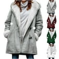 thumbnail image 1 of LVHAOGJOB Sherpa Lined Jackets for Women Hoodie Zipper Long Sleeve Plus Size Fleece Winter Warmth Solid Ladies Coats with Pockets, 1 of 7