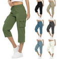 thumbnail image 1 of LVHAOGJOB Wide Leg Cargo Pants for Women with Pockets Pants Straight Leg Elastic Waist Athletic Outdoor Juniors Trousers, 1 of 5