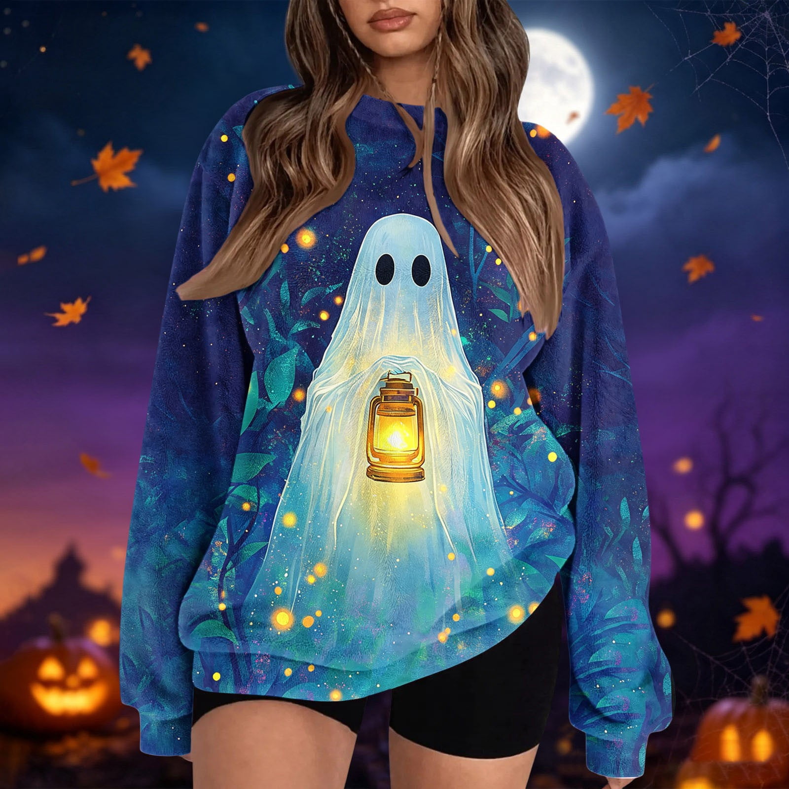 LVHAOGJOB Women's Sweatshirt Crew Neck Long Sleeve Printed Hip ...