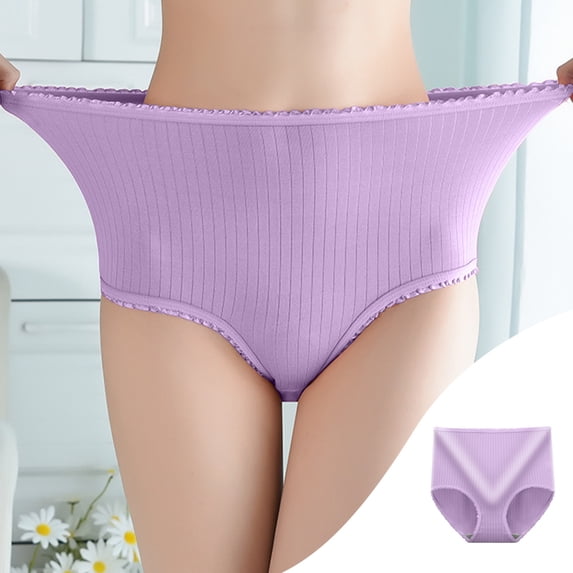 LVHAOGJOB Womens 100% Cotton Underwear Tummy Control Brief High Waisted 3-Pack Stretch Full Coverage Breathable Pants for Ladies